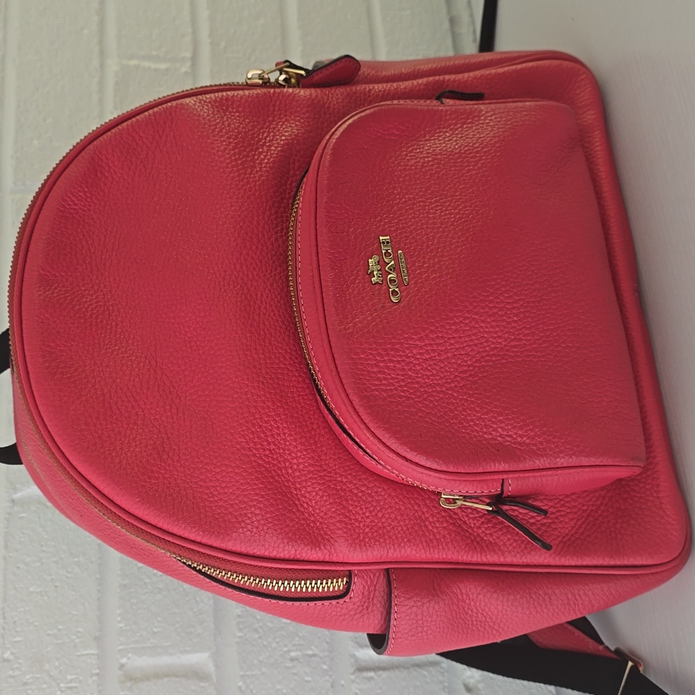 Coach Pink Pebbled Leather Backpack with Gold-Tone Hardware - Picture 2 of 16